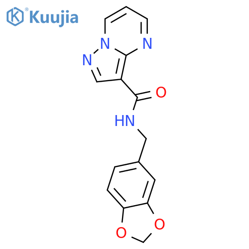 N-(1,3-benzodioxol-5-ylmethyl)pyrazolo[1,5-a]pyrimidine-3-carboxamide structure