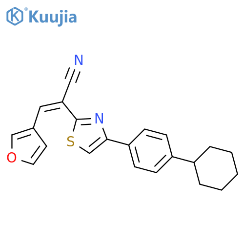 (2Z)-2-4-(4-cyclohexylphenyl)-1,3-thiazol-2-yl-3-(furan-3-yl)prop-2-enenitrile structure