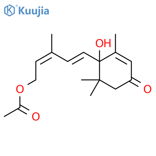 2-Cyclohexen-1-one, 4-[5-(acetyloxy)-3-methyl-1,3-pentadienyl]-4-hydroxy-3,5,5-trimethyl-, (E,Z)- (9CI) structure