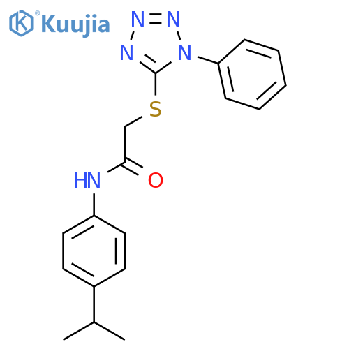 2-[(1-Phenyl-1H-1,2,3,4-tetrazol-5-yl)sulfanyl]-N-[4-(propan-2-yl)phenyl]acetamide structure