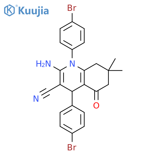 <br>2-Amino-1,4-bis(4-bromophenyl)-7,7-dimethyl-5-oxo-1,4,5,6,7,8-hexahydroquin oline-3-carbonitrile structure