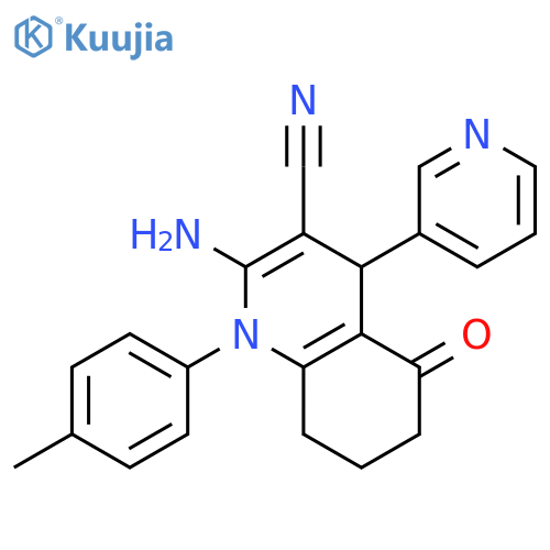 <br>2-Amino-5-oxo-4-(pyridin-3-yl)-1-(p-tolyl)-1,4,5,6,7,8-hexahydroquinoline-3 -carbonitrile structure