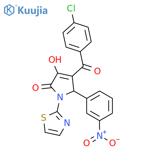 4-(4-chlorobenzoyl)-3-hydroxy-5-(3-nitrophenyl)-1-(1,3-thiazol-2-yl)-2,5-dihydro-1H-pyrrol-2-one structure
