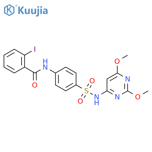 N-{4-(2,6-dimethoxypyrimidin-4-yl)sulfamoylphenyl}-2-iodobenzamide structure