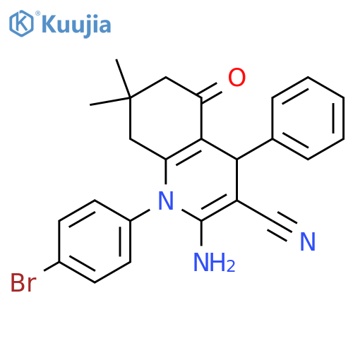 <br>2-Amino-1-(4-bromophenyl)-7,7-dimethyl-5-oxo-4-phenyl-1,4,5,6,7,8-hexahydro quinoline-3-carbonitrile structure
