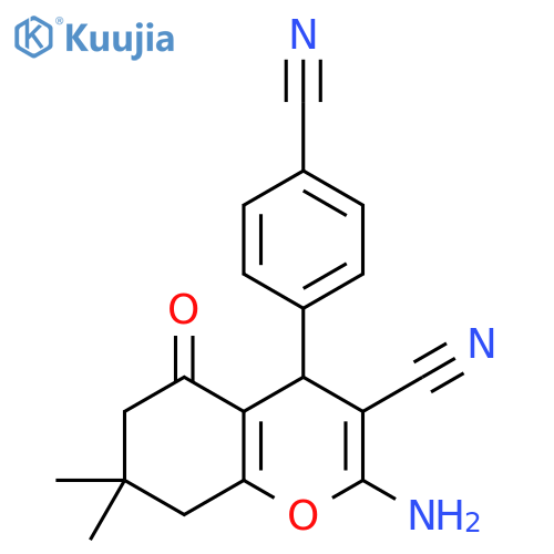 4H-1-Benzopyran-3-carbonitrile,2-amino-4-(4-cyanophenyl)-5,6,7,8-tetrahydro-7,7-dimethyl-5-oxo- structure