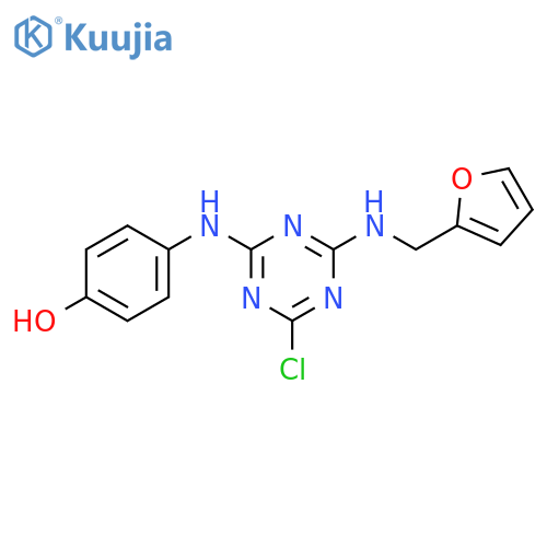 4-{4-Chloro-6-(furan-2-ylmethyl)-amino-1,3,5-triazin-2-ylamino}-phenol structure