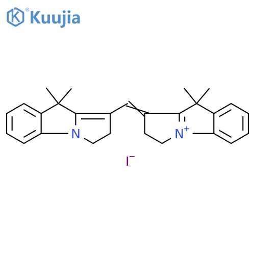 Pyrrolo[1,2-a]indolium, 1-[(2,9-dihydro-9,9-dimethyl-3H-pyrrolo[1,2-a]indol-1-yl)methylene]-1,2,3,9-tetrahydro-9,9-dimethyl-, iodide (8CI,9CI) structure