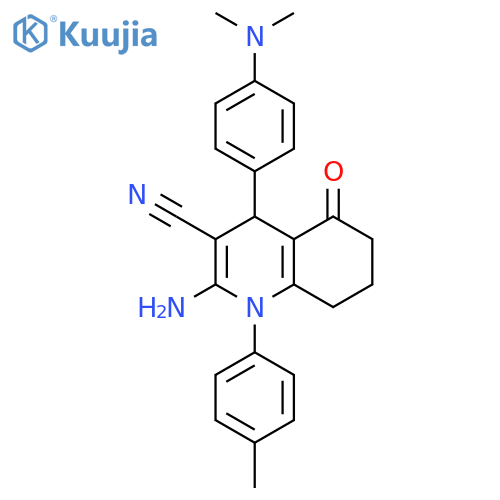 <br>2-Amino-4-(4-(dimethylamino)phenyl)-5-oxo-1-(p-tolyl)-1,4,5,6,7,8-hexahydro quinoline-3-carbonitrile structure