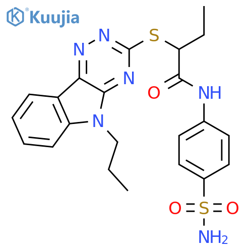 <br>2-(5-Propyl-5H-[1,2,4]triazino[5,6-b]indol-3-ylsulfanyl)-N-(4-sulfamoyl-phe nyl)-butyramide structure