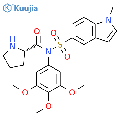 2-Pyrrolidinecarboxamide, N-[(1-methyl-1H-indol-5-yl)sulfonyl]-N-(3,4,5-trimethoxyphenyl)-, (2S)- structure
