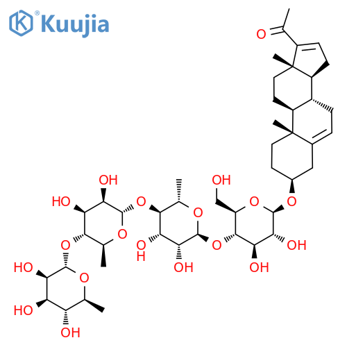 Pregna-5,16-dien-20-one, 3-[(O-6-deoxy-alpha-L-mannopyranosyl-(1-->4)-O-6-deoxy-alpha-L-mannopyranosyl-(1-->4)-O-6-deoxy-alpha-L-mannopyranosyl-(1-->4)-beta-D-glucopyranosyl)oxy]-, (3beta)- structure