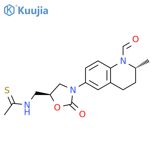 Ethanethioamide,N-[[(5S)-3-[(2R)-1-formyl-1,2,3,4-tetrahydro-2-methyl-6-quinolinyl]-2-oxo-5-oxazolidinyl]methyl]- structure