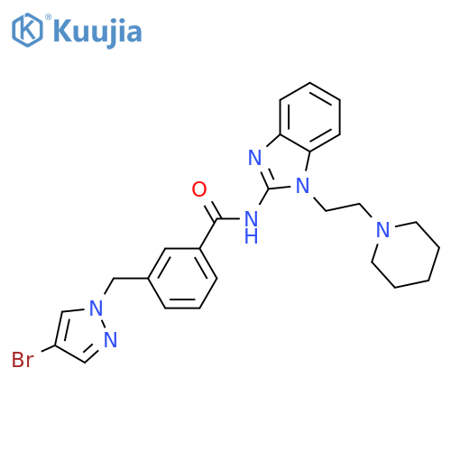 <br>3-(4-Bromo-pyrazol-1-ylmethyl)-N-[1-(2-piperidin-1-yl-ethyl)-1H-benzoimidaz ol-2-yl]-benzamide structure