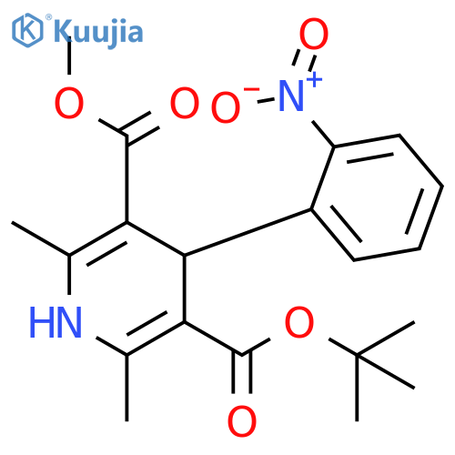 3,5-Pyridinedicarboxylic acid, 1,4-dihydro-2,6-dimethyl-4-(2-nitrophenyl)-, 3-(1,1-dimethylethyl) 5-methyl ester structure