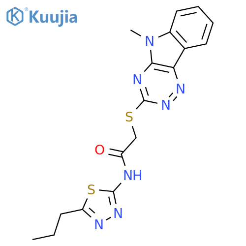 <br>2-[(5-methyl-5H-[1,2,4]triazino[5,6-b]indol-3-yl)thio]-N-(5-propyl-1,3,4-th iadiazol-2-yl)acetamide structure