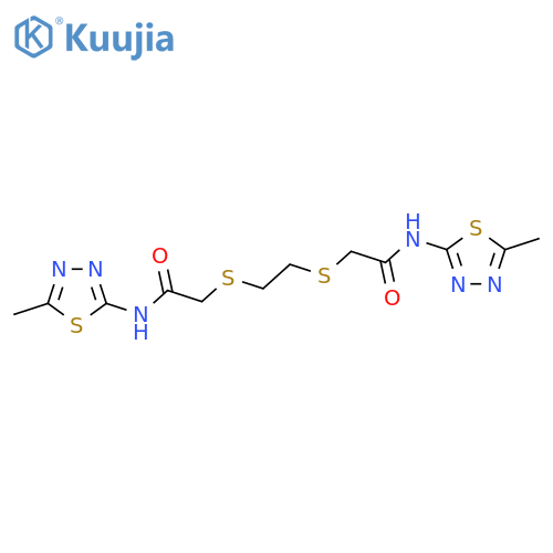 <br>2,2'-(ethane-1,2-diyldisulfanediyl)bis[N-(5-methyl-1,3,4-thiadiazol-2-yl)ac etamide] structure