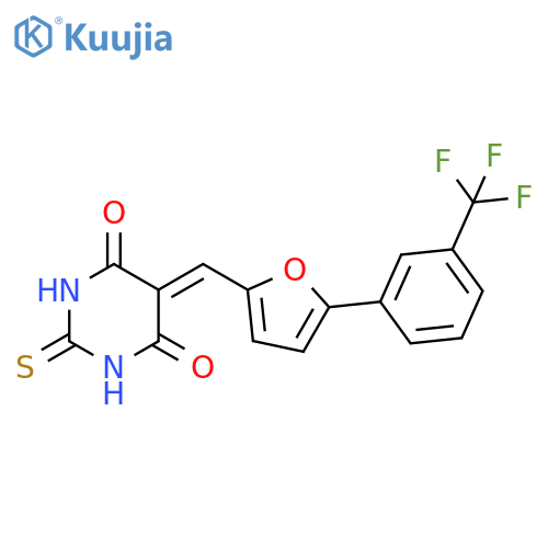 <br>2-thioxo-5-((5-(3-(trifluoromethyl)phenyl)furan-2-yl)methylene)dihydropyrim idine-4,6(1H,5H)-dione structure