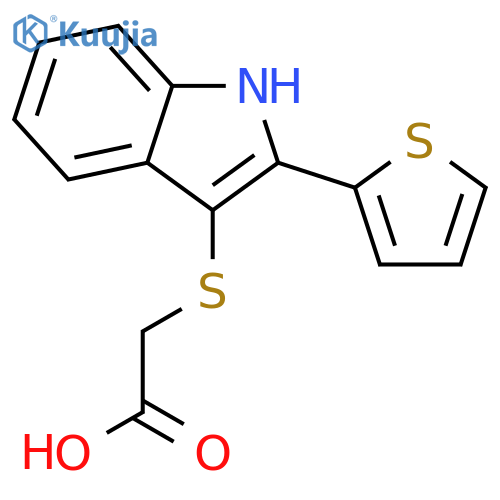 2-((2-(thiophen-2-yl)-1H-indol-3-yl)thio)acetic acid structure