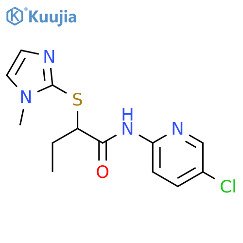 N-(5-chloro-2-pyridinyl)-2-[(1-methyl-1H-imidazol-2-yl)thio]butanamide structure