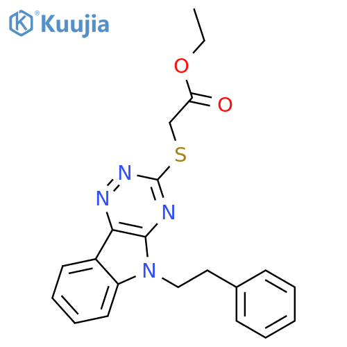 <br>ethyl {[5-(2-phenylethyl)-5H-[1,2,4]triazino[5,6-b]indol-3-yl]sulfanyl}acet ate structure