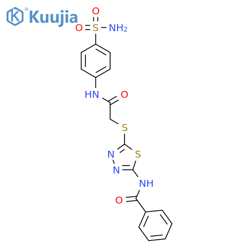 <br>N-[5-({2-oxo-2-[(4-sulfamoylphenyl)amino]ethyl}sulfanyl)-1,3,4-thiadiazol-2 -yl]benzamide structure