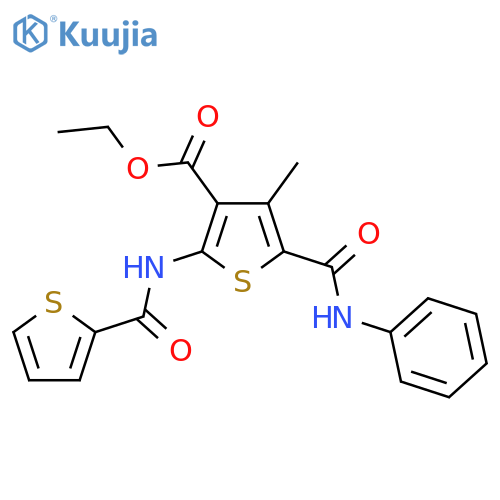 <br>ethyl 4-methyl-5-(phenylcarbamoyl)-2-(thiophene-2-amido)thiophene-3-carboxy late structure