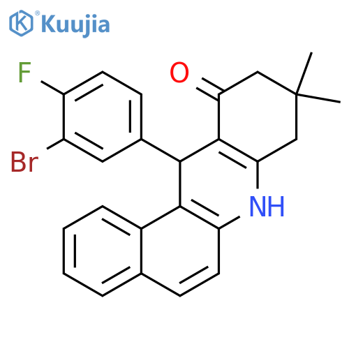 <br>12-(3-Bromo-4-fluoro-phenyl)-9,9-dimethyl-8,9,10,12-tetrahydro-7H-benzo[a]a cridin-11-one structure