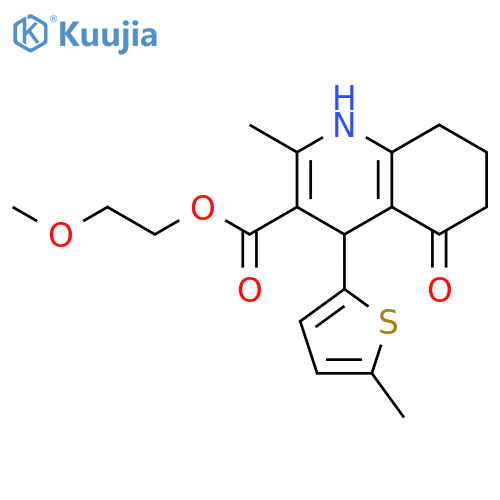 <br>2-methoxyethyl 2-methyl-4-(5-methyl-2-thienyl)-5-oxo-1,4,5,6,7,8-hexahydro- 3-quinolinecarboxylate structure