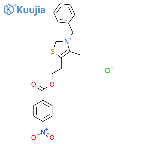 3-benzyl-4-methyl-5-2-(4-nitrobenzoyloxy)ethyl-1,3-thiazol-3-ium chloride structure