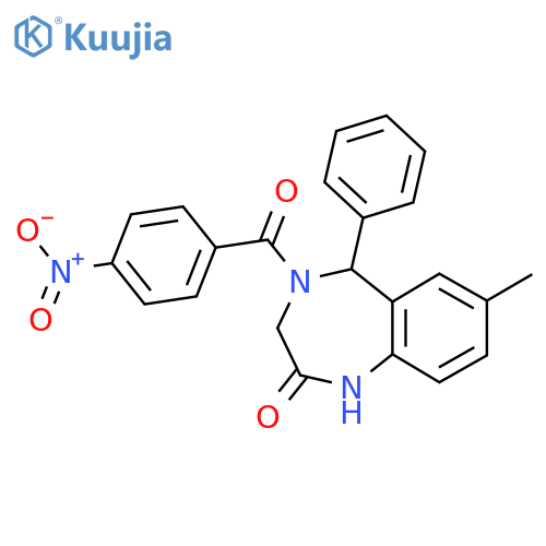 7-methyl-4-(4-nitrobenzoyl)-5-phenyl-2,3,4,5-tetrahydro-1H-1,4-benzodiazepin-2-one structure