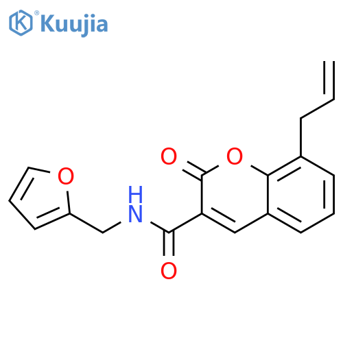 N-(furan-2-yl)methyl-2-oxo-8-(prop-2-en-1-yl)-2H-chromene-3-carboxamide structure