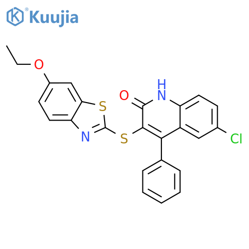 6-chloro-3-((6-ethoxybenzo[d]thiazol-2-yl)thio)-4-phenylquinolin-2(1H)-one structure