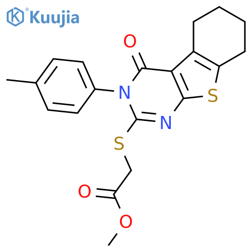 methyl 2-{[4-(4-methylphenyl)-3-oxo-8-thia-4,6-diazatricyclo[7.4.0.02,?]trideca-1(9),2(7),5-trien-5-yl]sulfanyl}acetate structure