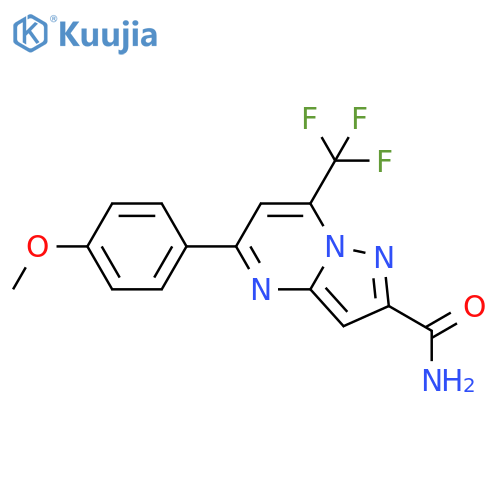 <br>5-(4-Methoxy-phenyl)-7-trifluoromethyl-pyrazolo[1,5-a]pyrimidine-2-carboxyl ic acid amide structure