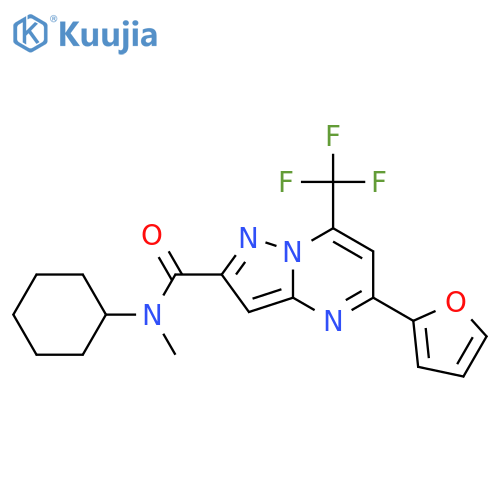 <br>5-Furan-2-yl-7-trifluoromethyl-pyrazolo[1,5-a]pyrimidine-2-carboxylic acid  cyclohexyl-methyl-amide structure