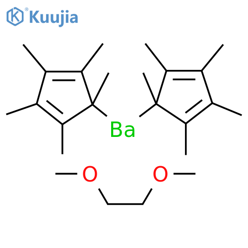 Bis(pentamethylcyclopentadienyl)barium 1,2-dimethoxyethane adduct structure