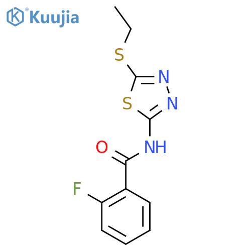 N-5-(ethylsulfanyl)-1,3,4-thiadiazol-2-yl-2-fluorobenzamide structure
