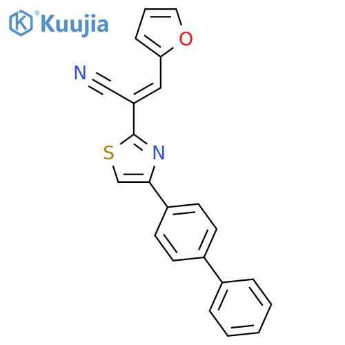 (2E)-2-(4-{1,1'-biphenyl-4-yl}-1,3-thiazol-2-yl)-3-(furan-2-yl)prop-2-enenitrile structure