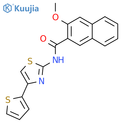 3-methoxy-N-[4-(thiophen-2-yl)-1,3-thiazol-2-yl]naphthalene-2-carboxamide structure