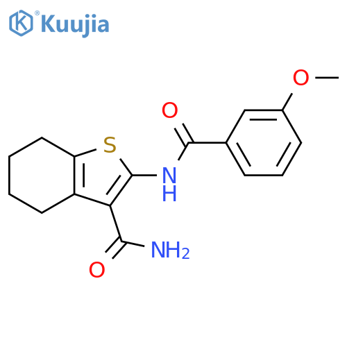 2-(3-methoxybenzamido)-4,5,6,7-tetrahydro-1-benzothiophene-3-carboxamide structure