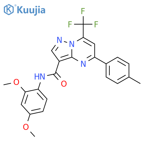 <br>5-p-Tolyl-7-trifluoromethyl-pyrazolo[1,5-a]pyrimidine-3-carboxylic acid (2, 4-dimethoxy-phenyl)-amide structure