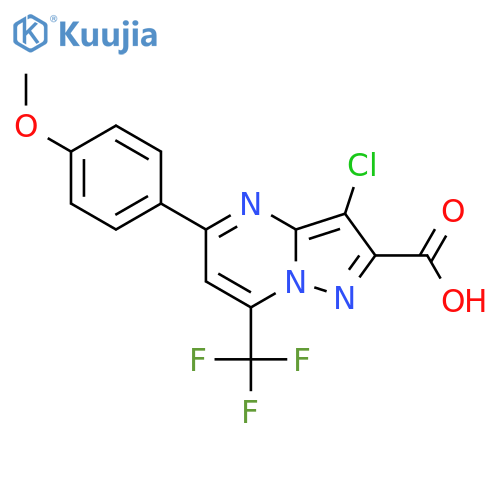 3-Chloro-5-(4-methoxyphenyl)-7-(trifluoromethyl)pyrazolo[1,5-a]pyrimidine-2-carboxylic acid structure