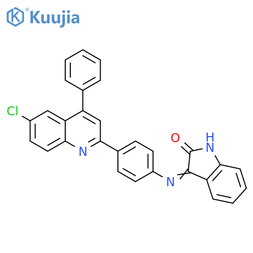 (3E)-3-{4-(6-chloro-4-phenylquinolin-2-yl)phenylimino}-2,3-dihydro-1H-indol-2-one structure