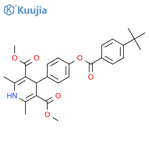 <br>3,5-dimethyl 4-[4-(4-tert-butylbenzoyloxy)phenyl]-2,6-dimethyl-1,4-dihydrop yridine-3,5-dicarboxylate structure