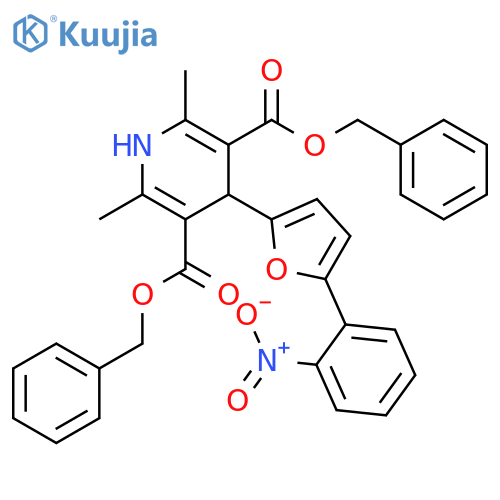 <br>3,5-dibenzyl 2,6-dimethyl-4-[5-(2-nitrophenyl)furan-2-yl]-1,4-dihydropyridi ne-3,5-dicarboxylate structure