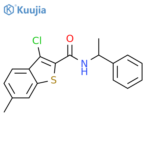 3-chloro-6-methyl-N-(1-phenylethyl)-1-benzothiophene-2-carboxamide structure