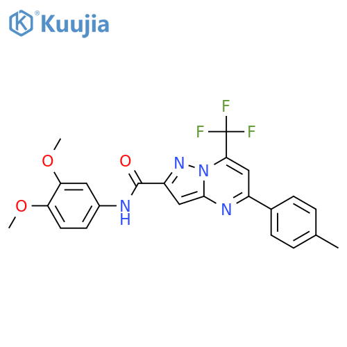<br>5-p-Tolyl-7-trifluoromethyl-pyrazolo[1,5-a]pyrimidine-2-carboxylic acid (3, 4-dimethoxy-phenyl)-amide structure