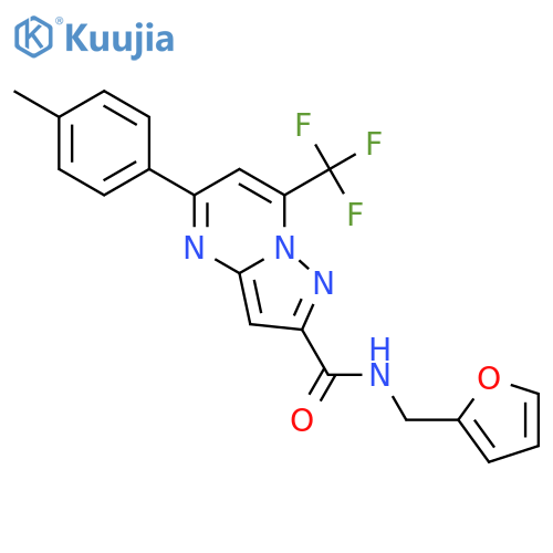 <br>5-p-Tolyl-7-trifluoromethyl-pyrazolo[1,5-a]pyrimidine-2-carboxylic acid (fu ran-2-ylmethyl)-amide structure