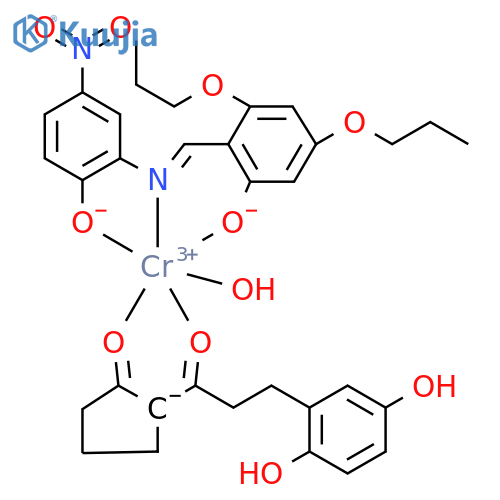 Chromium,aqua[2-[3-(2,5-dihydroxyphenyl)-1-(oxo-kO)propyl]cyclopentanonato-kO][2-[[[2-(hydroxy-kO)-5-nitrophenyl]imino-kN]methyl]-3,5-dipropoxyphenolato(2-)-kO]- structure